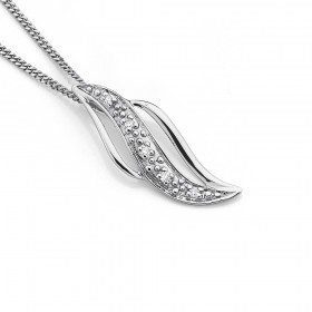 9ct+White+Gold+Diamond+Pendant