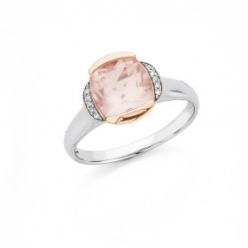 9ct+Two+Tone+Rose+Quartz+%26amp%3B+Diamond+Ring