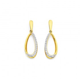 9ct+Cubic+Zirconia+Drop+Earrings