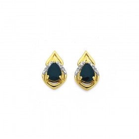 9ct%2C+Blue+Sapphire+and+Diamond+Studs