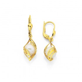 9ct+Freshwater+Pearl+Drop+Earrings