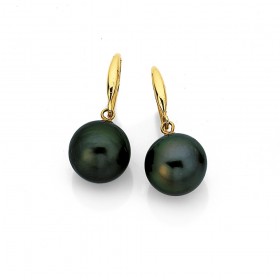 9ct+Tahitian+Pearl+Earrings