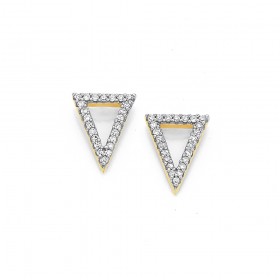 9ct-Diamond-Set-Triangle-Earrings on sale