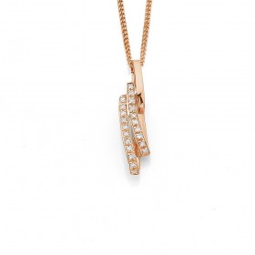 9ct+Rose+Gold+Diamond+Set+Squiggle+Pendant