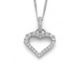 9ct+White+Gold+Diamond+Set+Heart+Pendant+Total+Diamond+Weight%3D.25ct