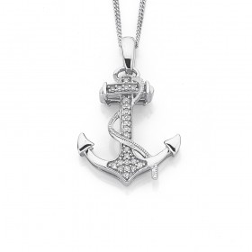 9ct-White-Gold-Anchor-With-Rope-Pendant on sale