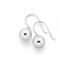 8mm+Ball+Drop+Hook+Earrings+in+Sterling+Silver