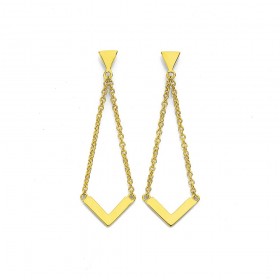 9ct+Chevron+Chain+Drop+Earrings