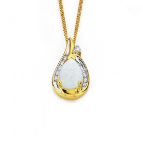 9ct%2C+Diamond+and+Opal+Swirl+Twist+Pendant