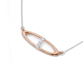 9ct-Rose-Gold-Diamond-Necklet-with-White-Gold-Chain on sale