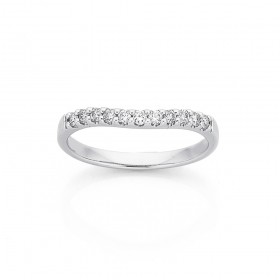 9ct+White+Gold+Curve+Diamond+Ring