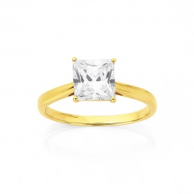 9ct+Cubic+Zirconia+Solitaire+Ring