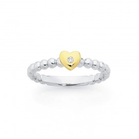 Silver+%26amp%3B+9ct+Gold%2C+Heart+Ring+with+Diamond