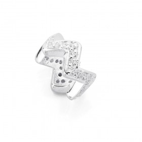 Sterling-Silver-Cubic-Zirconia-Zig-Zag-Addorn-Bead-Charm on sale