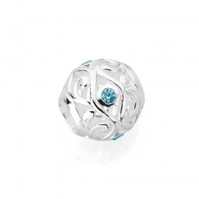 Sterling-Silver-Blue-Cubic-Zirconia-Filigree-Addorn-Bead-Charm on sale