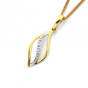 9ct%2C+Diamond+Open+Leaf+Pendant+With+Swirl