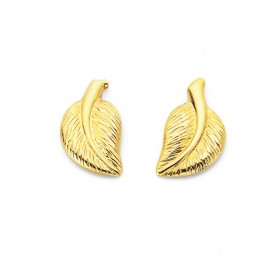 9ct+Floating+Leaf+Stud+Earrings