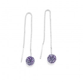 Purple+Crystal+Ball+Thread+Earrings+in+Sterling+Silver