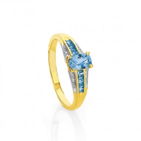 9ct-Blue-Topaz-Diamond-Ring on sale