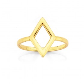 9ct+Geometric+Diamond+Shape+Ring