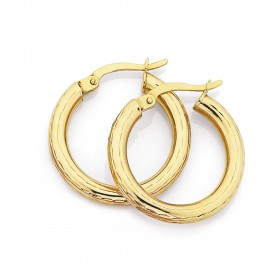 9ct-3x19mm-Diamond-Cut-Hoops on sale