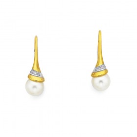 9ct-Freshwater-Pearl-Diamond-Earrings on sale