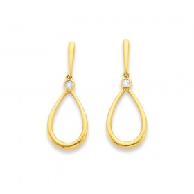 9ct+Pear+Shape+Drop+Earrings+with+Diamond