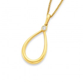 9ct+Pear+Shape+Drop+Pendant+with+Diamond