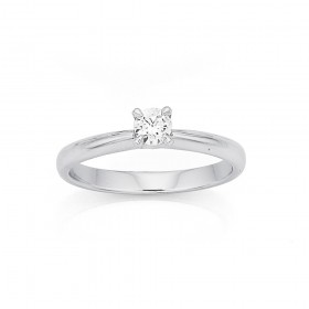 9ct+White+Gold+Diamond+Solitaire+.25ct