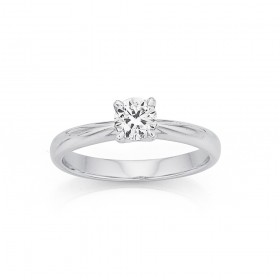 18ct+White+Gold+Diamond+Solitaire+.50ct