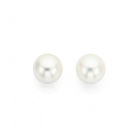 9ct+9mm+Akoya+Pearl+Stud+Earrings