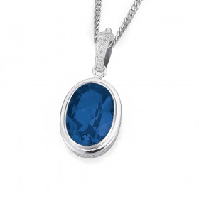 Sterling+Silver+Created+Sapphire+Enhancer+Pendant