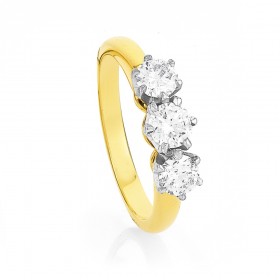 18ct-Diamond-3-stone-Ring-TDW1ct on sale