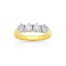 18ct-4-Stone-Diamond-Ring-TDW1ct on sale