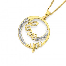 9ct+Diamond+Love+You+Pendant