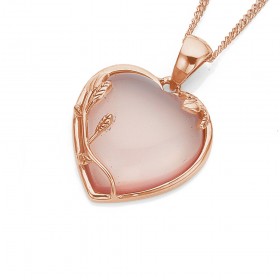 9ct+Rose+Gold+Heart+%26amp%3B+Rose+Quartz+Pendant