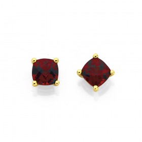 9ct+5mm+Garnet+Stud+Earrings