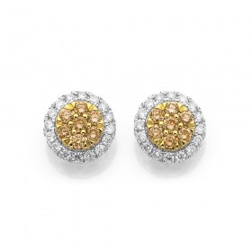 9ct-Champagne-Diamond-Cluster-Earrings on sale