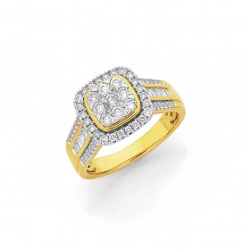 9ct-Diamond-Cushion-Shape-Dress-Ring on sale