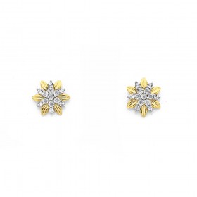 9ct-Mirror-Enhanced-Diamond-Snow-Flake-Studs on sale