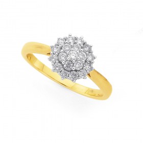 9ct-Diamond-Cluster-Ring-Total-Diamond-Weight50ct on sale