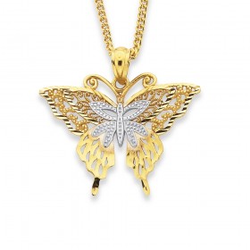 9ct+Two+Tone+Butterfly+Pendant