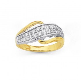 9ct+Two+Tone+Diamond+Ring+Total+Diamond+Weight%3D.50ct