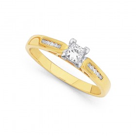 9ct+Princess+Cut+Diamond+Ring