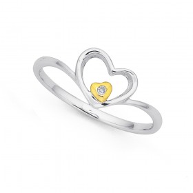 9ct-Diamond-Set-Heart-Ring on sale