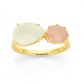 Eliza-9ct-Cream-and-Pink-Chalcedony-Ring on sale