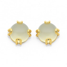 Eliza+9ct+Cream+Chalcedony+Earrings