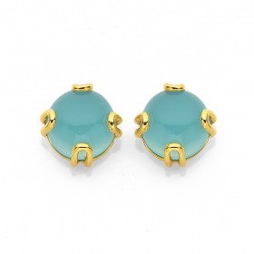 Eliza+9ct+Blue+Chalcedony+Earrings