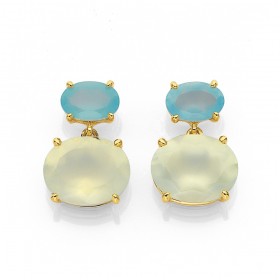 Eliza+9ct+Cream+and+Blue+Chalcedony+Earrings