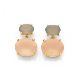 Eliza+9ct+Pink+and+Grey+Chalcedony+Earrings